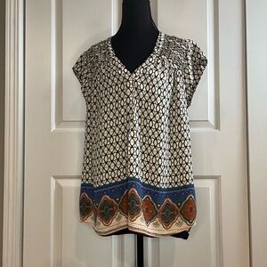 Black Rainn Boho Patterned Blouse, Large
